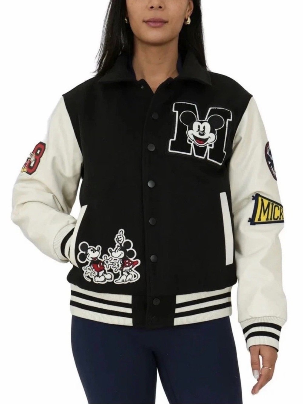 Mickey Mouse Black & White Varsity Jacket